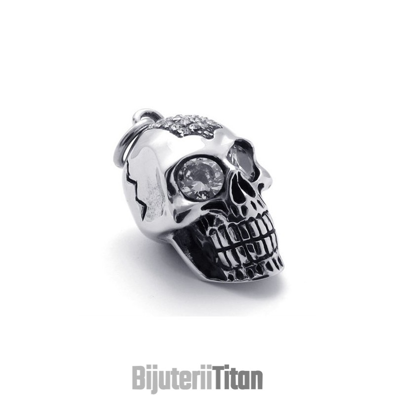 Pandantiv Din Titan Cu Craniu De Diamant Pandantiv Din Titan Cu Craniu De Diamant