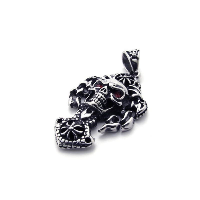 Craniu Cu Pandantiv Din Titan Cu Diamant Roșu