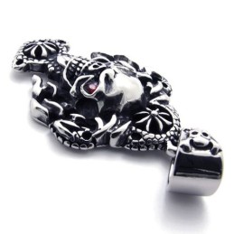 Craniu Cu Pandantiv Din Titan Cu Diamant Roșu