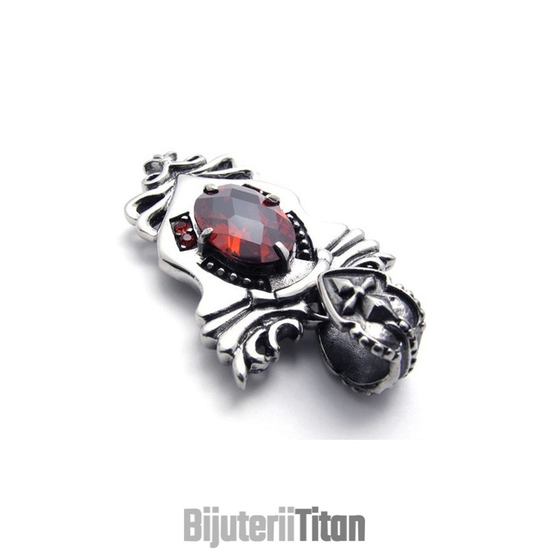 Pandantiv Din Titan Cu Diamant Roșu Pandantiv Din Titan Cu Diamant Roșu