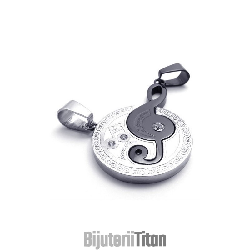 Pandantiv Din Titan Cu Notă Muzicală Neagră Pandantiv Din Titan Cu Notă Muzicală Neagră