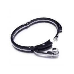 Brățară Bărbătească Din Titan Pur, Cu Charm Din Argint Negru
