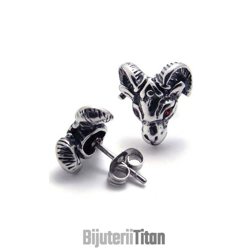 Cercei Din Titan Cu Oaie Și Diamant Roșu Cercei Din Titan Cu Oaie Și Diamant Roșu
