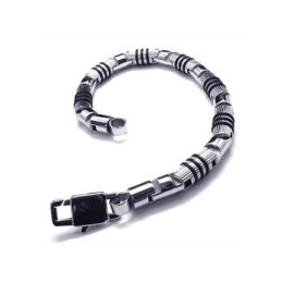 Brățară Bărbătească Din Titan Pur 316L, Argintiu Și Negru