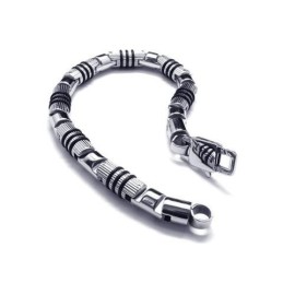 Brățară Bărbătească Din Titan Pur 316L, Argintiu Și Negru