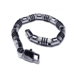 Brățară Bărbătească Din Titan Pur 316L, Argintiu Și Negru