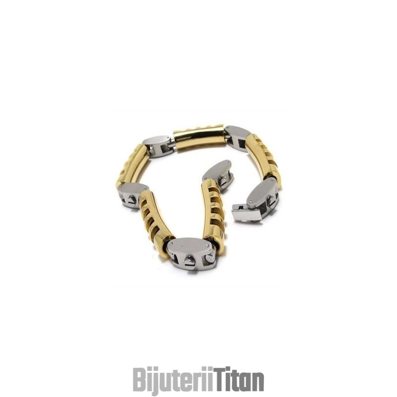 Brățară Din Titan Pur, Cu Charm Auriu Și Argintiu Pentru Bărbați Și Băieți Brățară Din Titan Pur, Cu Charm Auriu Și Argintiu Pentru Bărbați Și Băieți