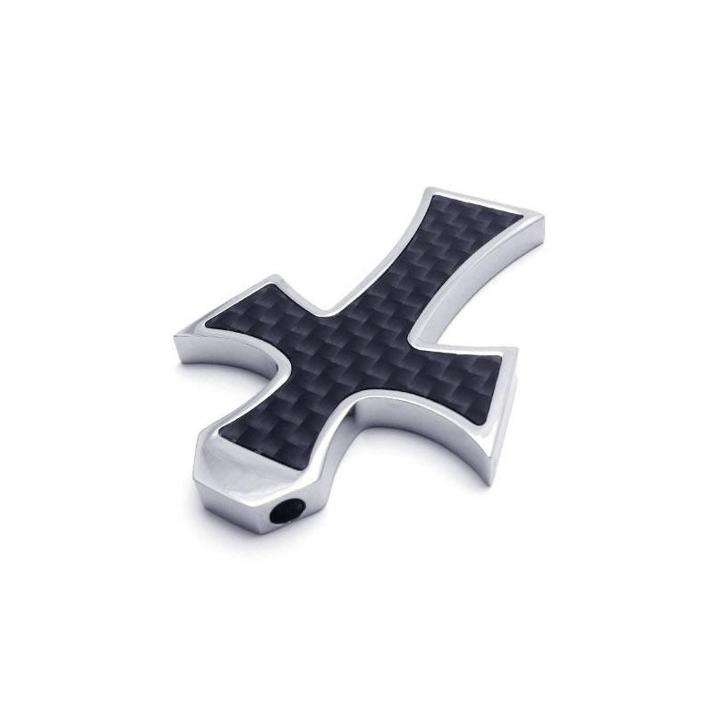 Colier Cu Pandantiv Cruce Din Titan Pur, Negru, Argint, Pentru Bărbați