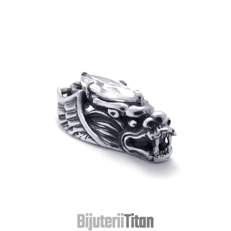 Pandantiv Din Titan Cu Cap De Dragon Și Zirconiu Pandantiv Din Titan Cu Cap De Dragon Și Zirconiu