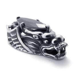 Pandantiv Din Titan Cu Cap De Dragon Și Zirconiu Negru