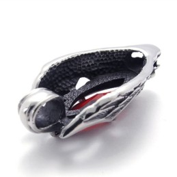 Pandantiv Din Titan Cu Cap De Dragon Și Zirconiu Roșu