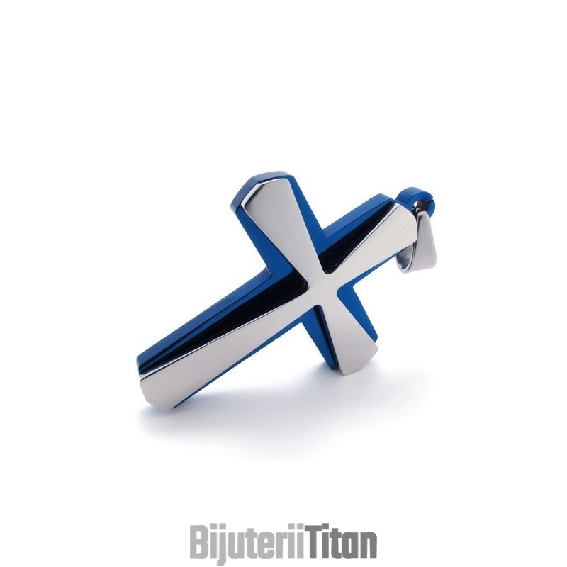 Pandantiv Cruce Albastră Și Titan Pandantiv Cruce Albastră Și Titan