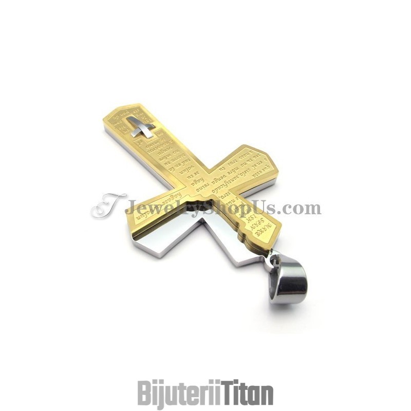 Pandantiv Din Titan Cu Cruce De Aur La Modă