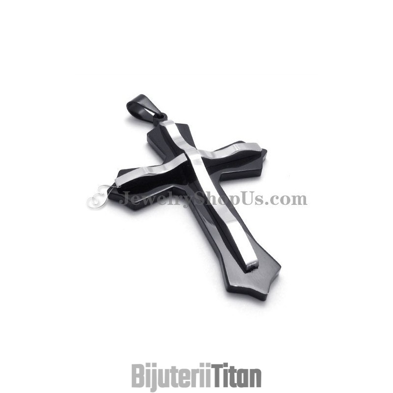 Pandantiv Cruce Din Titan Negru La Modă Pandantiv Cruce Din Titan Negru La Modă