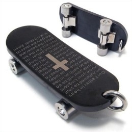 Colier Bărbătesc Cu Pandantiv Din Titan Pur, Cu Cruce, Model Skateboard