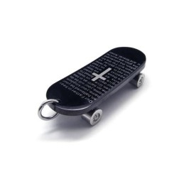 Colier Bărbătesc Cu Pandantiv Din Titan Pur, Cu Cruce, Model Skateboard