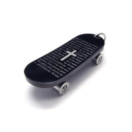 Colier Bărbătesc Cu Pandantiv Din Titan Pur, Cu Cruce, Model Skateboard
