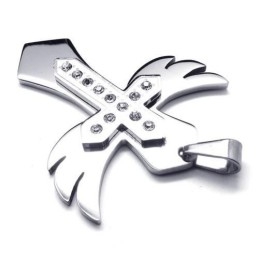 Colier Bărbătesc Din Titan Pur, Cu Cruce Și Pandantiv, Din Argint Și Titan, Cu Design Elegant