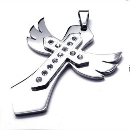 Colier Bărbătesc Din Titan Pur, Cu Cruce Și Pandantiv, Din Argint Și Titan, Cu Design Elegant