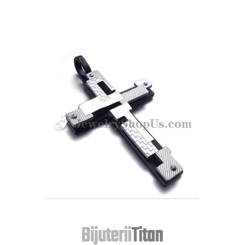 Pandantiv Cruce Din Titan Negru La Modă Pandantiv Cruce Din Titan Negru La Modă