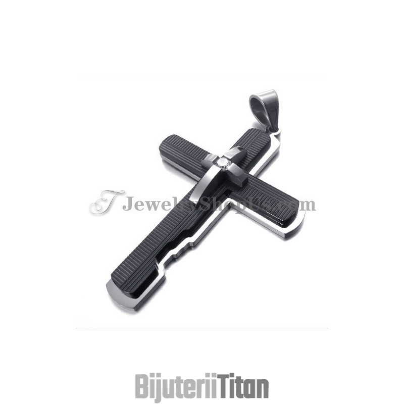 Pandantiv Cruce Din Titan Negru