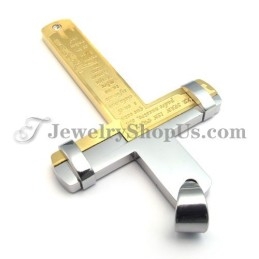 Pandantiv Elegant Cu Cruce Din Titan, Auriu, Cu Strasuri