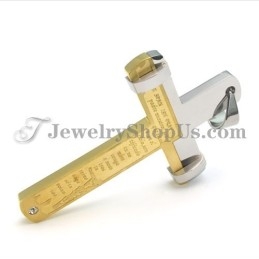 Pandantiv Elegant Cu Cruce Din Titan, Auriu, Cu Strasuri