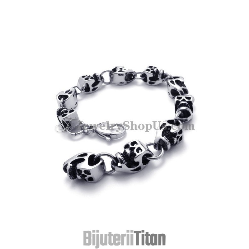Brățară Superbă Cu Cranii De Titan