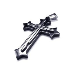 Colier Bărbătesc Cu Pandantiv Cruce Din Titan Pur Negru (Nou)