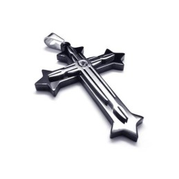 Colier Bărbătesc Cu Pandantiv Cruce Din Titan Pur Negru (Nou)