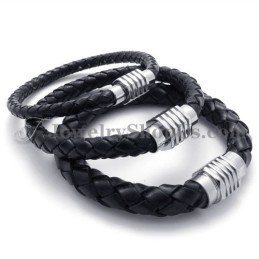 Brățară Elegantă Din Titan Negru Și Piele