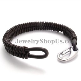 Brățară Superbă Din Titan Și Piele Maro