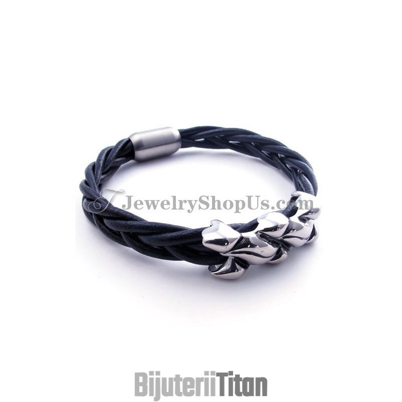 Brățară Elegantă Din Piele Și Titan Brățară Elegantă Din Piele Și Titan