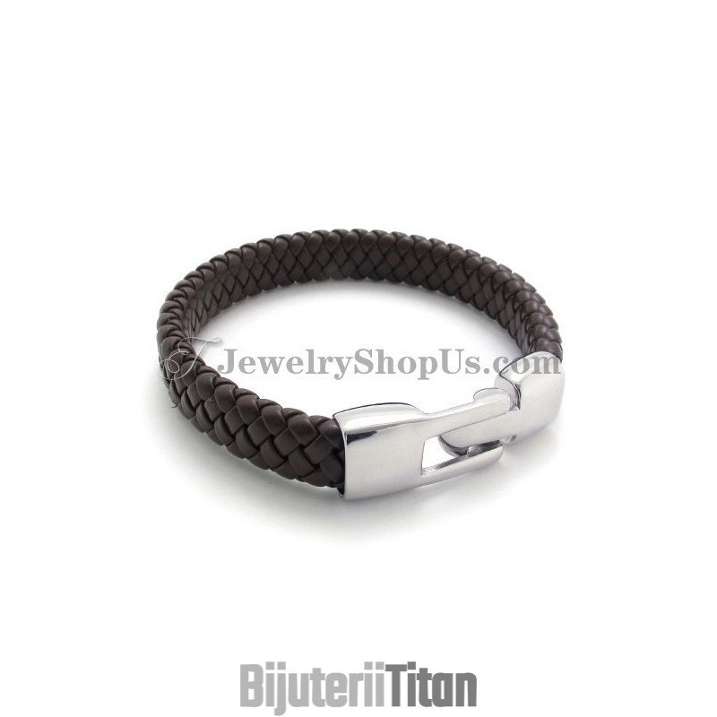 Brățară Elegantă Din Titan Maro Și Piele