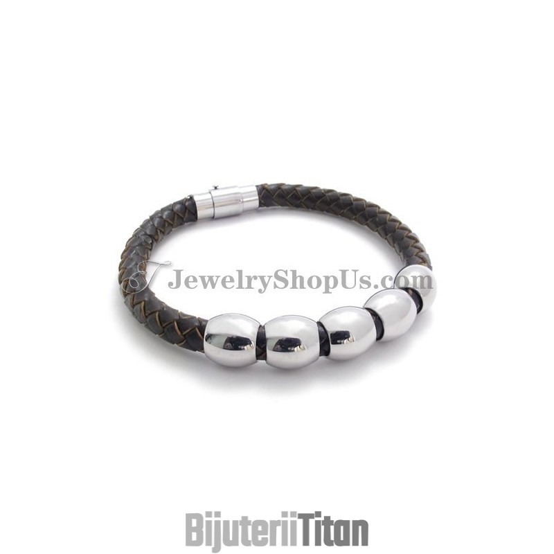 Brățară Din Piele Și Titan La Modă