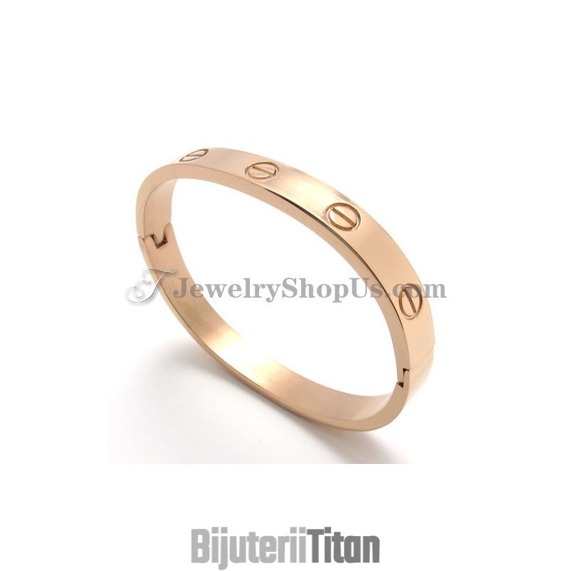 Brățară Elegantă Din Titan Și Aur Roz Pentru Femei