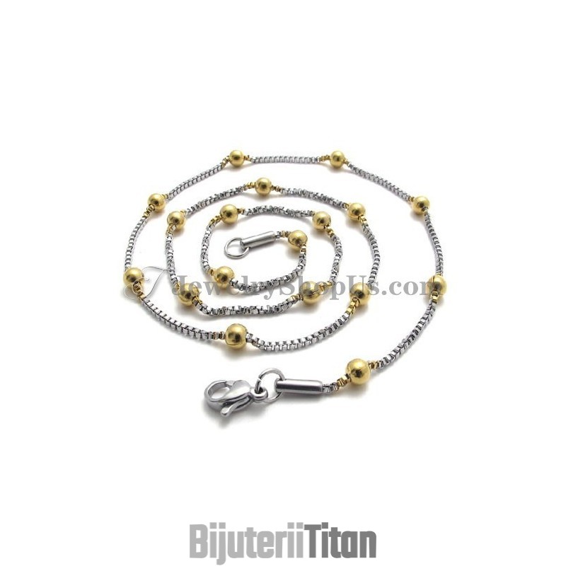 Colier Elegant Pentru Femei Cu Mărgele De Titan Și Aur