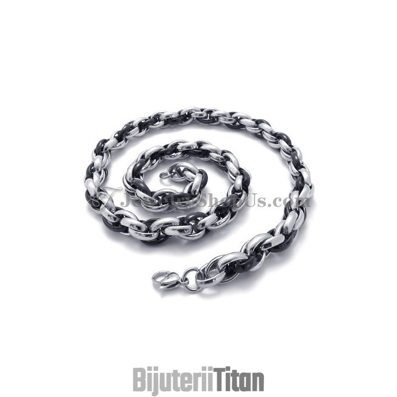 Colier Elegant Din Titan Negru Și Argintiu