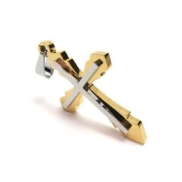 Colier Bărbătesc Cu Pandantiv Cruce Din Titan Pur Auriu (Nou)