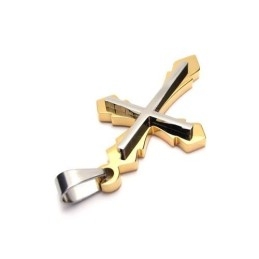 Colier Bărbătesc Cu Pandantiv Cruce Din Titan Pur Auriu (Nou)