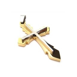 Colier Bărbătesc Cu Pandantiv Cruce Din Titan Pur Auriu (Nou)