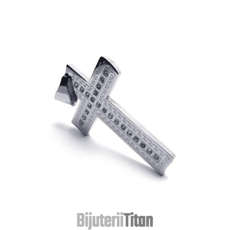 Colier Bărbătesc Cu Pandantiv Cruce Din Titan Pur Din Argint (Nou)