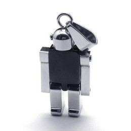 Colier Cu Pandantiv Din Titan Pur, Cu Robot, Din Argint Negru Pentru Bărbați