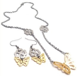 Set De Bijuterii Din Titan De Înaltă Calitate, Fin Prelucrat, Cu Strălucire A Culorilor, Inclusiv Colier, Pandantiv Și Cercei