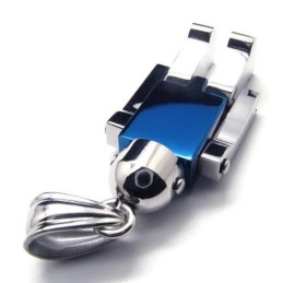 Colier Cu Pandantiv Din Titan Pur, Albastru, Argintiu Și Robot, Pentru Bărbați