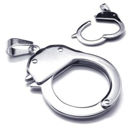 Colier Bărbătesc Din Argint, Titan Pur, Cu Pandantiv Tip Cătușe