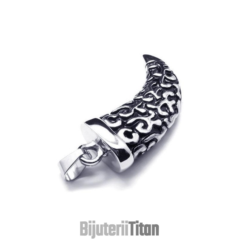 Colier Cu Pandantiv Din Titan Pur, Argint Negru Pentru Bărbați, Cu Suliță