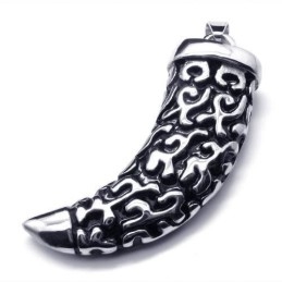 Colier Cu Pandantiv Din Titan Pur, Argint Negru Pentru Bărbați, Cu Suliță