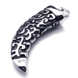 Colier Cu Pandantiv Din Titan Pur, Argint Negru Pentru Bărbați, Cu Suliță